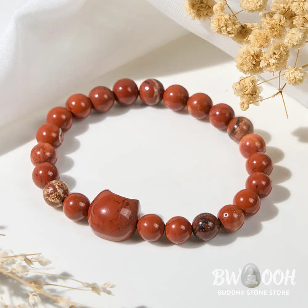 Buddha Stones Faceless Cat Head Design Red Turquoise Luck Bracelet - Red Turquoise(Wrist Circumference: 16-19cm)