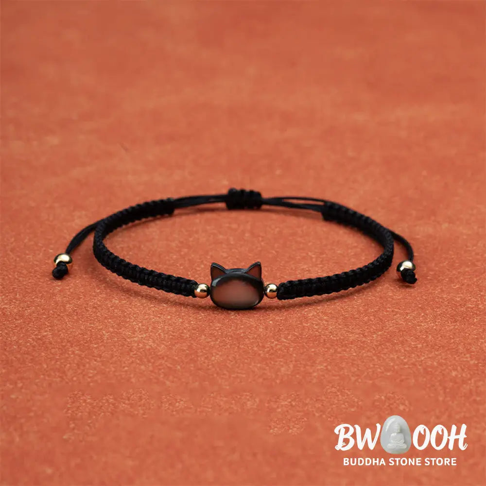 Buddha Stones Faceless Cat Head Red String Shell Connection Bracelet - Bracelet