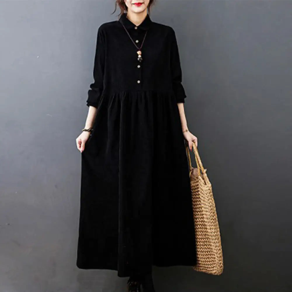 BWOOOH Fall Buttons Design Long Sleeve Cotton Corduroy Mi