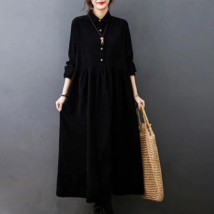 BWOOOH Fall Buttons Design Long Sleeve Cotton Corduroy Mi