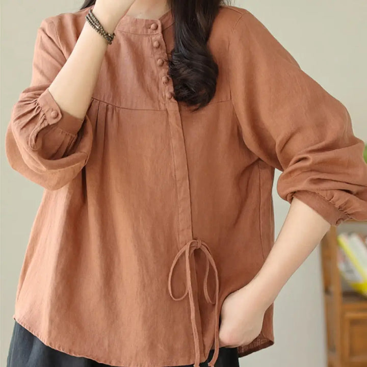 BWOOOH Fall Casual Solid Color Stand Collar Long Sleeve C