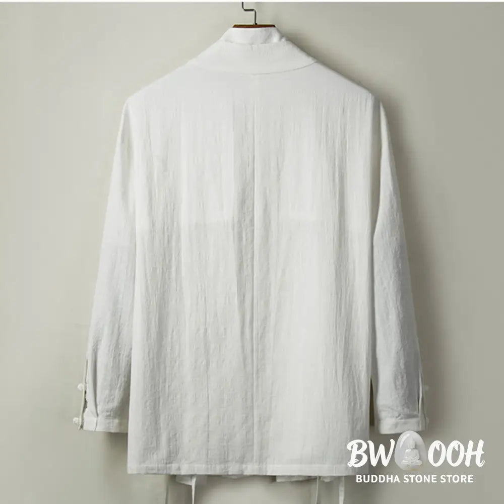 Buddha Stones Fall Chinese Hanfu Cotton Linen Men Jacket Clothing - Men’s Jacket