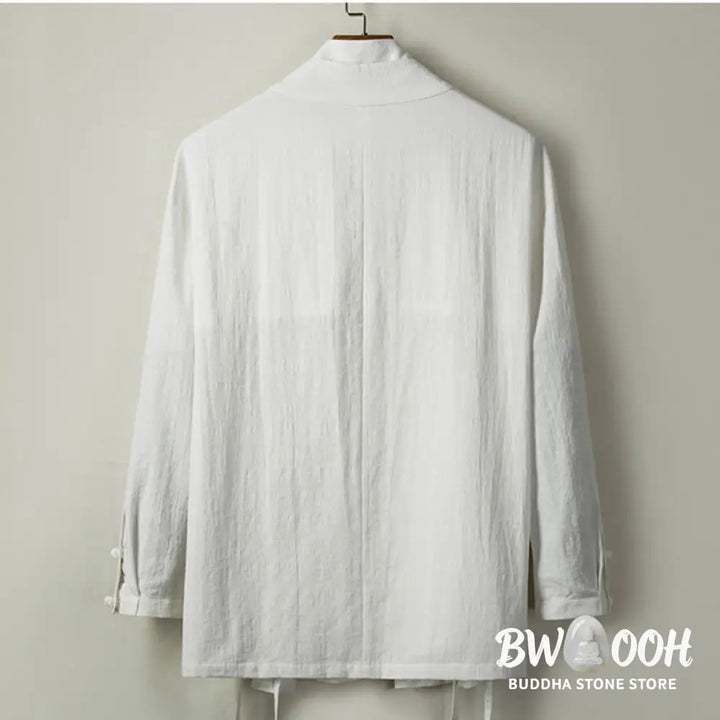 Buddha Stones Fall Chinese Hanfu Cotton Linen Men Jacket Clothing - Men’s Jacket