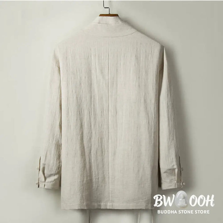Buddha Stones Fall Chinese Hanfu Cotton Linen Men Jacket Clothing - Men’s Jacket