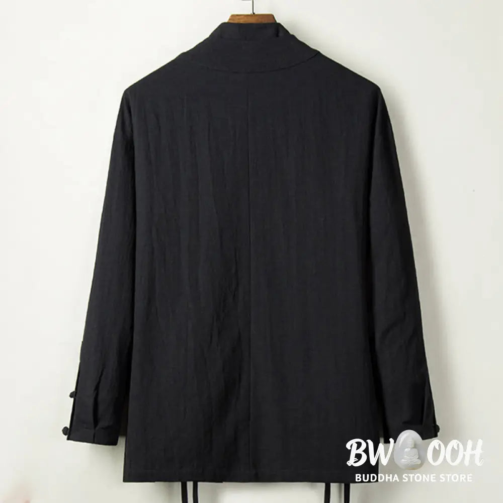 Buddha Stones Fall Chinese Hanfu Cotton Linen Men Jacket Clothing - Men’s Jacket