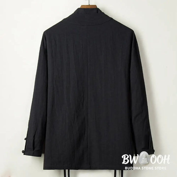Buddha Stones Fall Chinese Hanfu Cotton Linen Men Jacket Clothing - Men’s Jacket