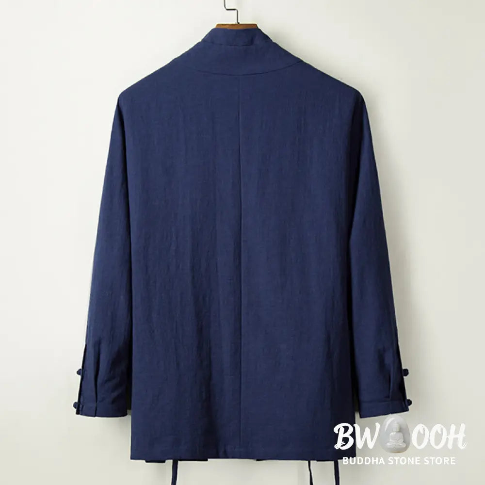Buddha Stones Fall Chinese Hanfu Cotton Linen Men Jacket Clothing - Men’s Jacket