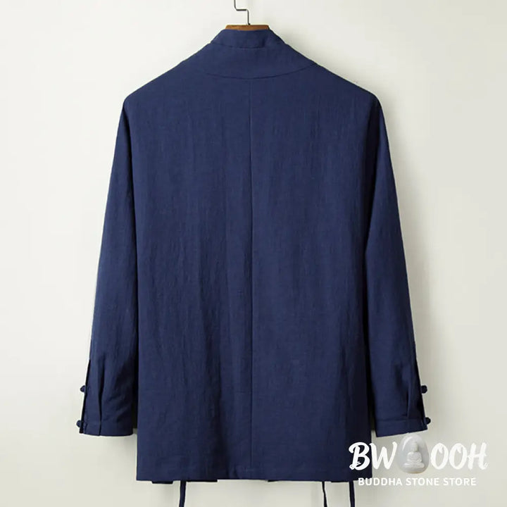 Buddha Stones Fall Chinese Hanfu Cotton Linen Men Jacket Clothing - Men’s Jacket