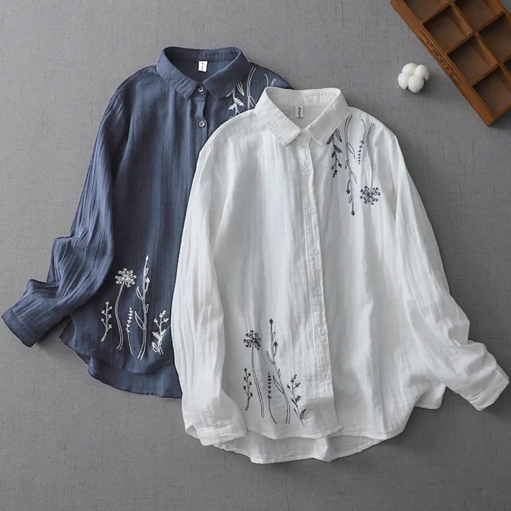 BWOOOH Fall Dandelion Flower Buttons Long Sleeve Women&