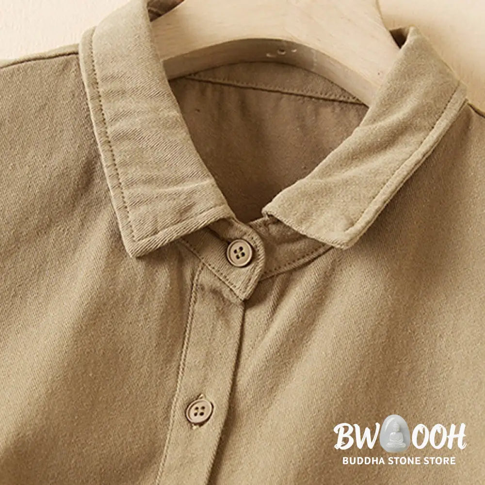Buddha Stones Fall Irregular Design Long Sleeve Women’s Cotton Linen Lapel Jacket With Pockets - Women’s Jacket