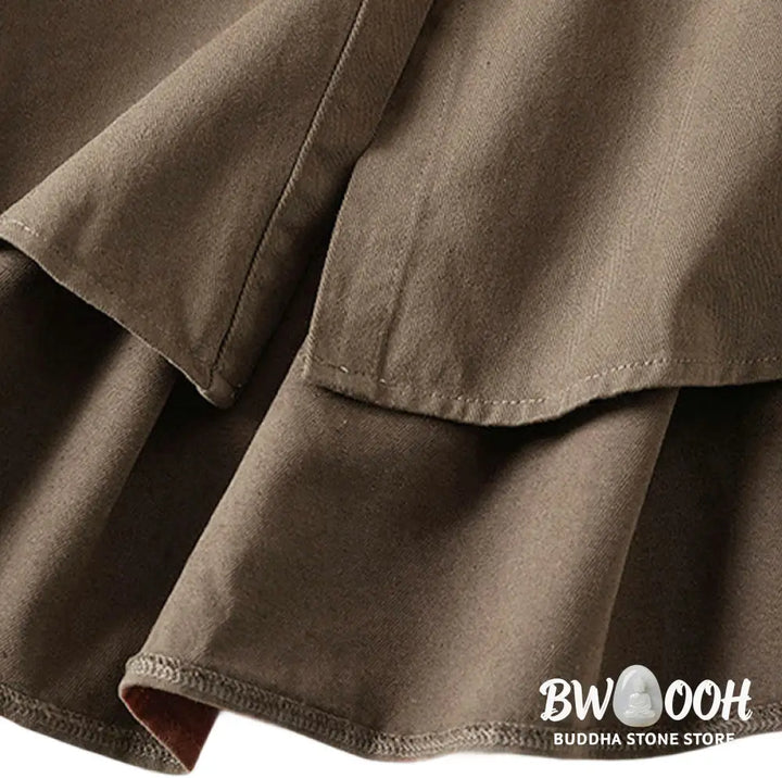 Buddha Stones Fall Irregular Design Long Sleeve Women’s Cotton Linen Lapel Jacket With Pockets - Women’s Jacket