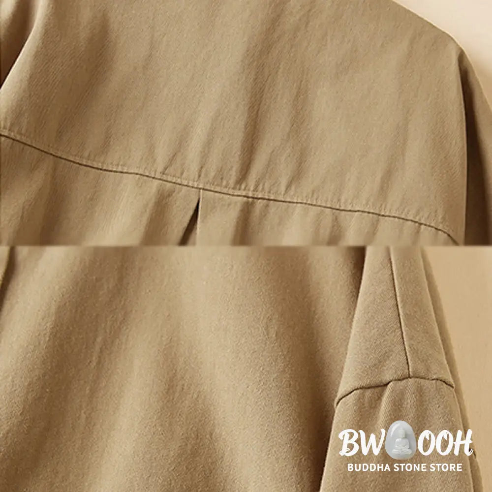 Buddha Stones Fall Irregular Design Long Sleeve Women’s Cotton Linen Lapel Jacket With Pockets - Women’s Jacket