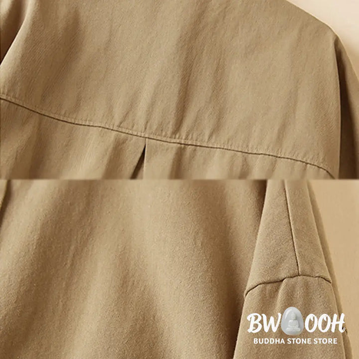 Buddha Stones Fall Irregular Design Long Sleeve Women’s Cotton Linen Lapel Jacket With Pockets - Women’s Jacket