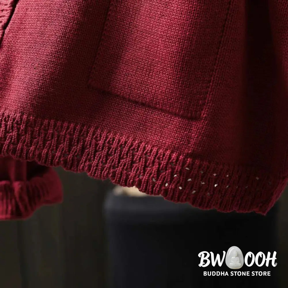Buddha Stones Fall Lace Buttons Cotton Women’s Long Sleeve Knitted Cardigan Sweater With Pockets - Women’s Cardigan
