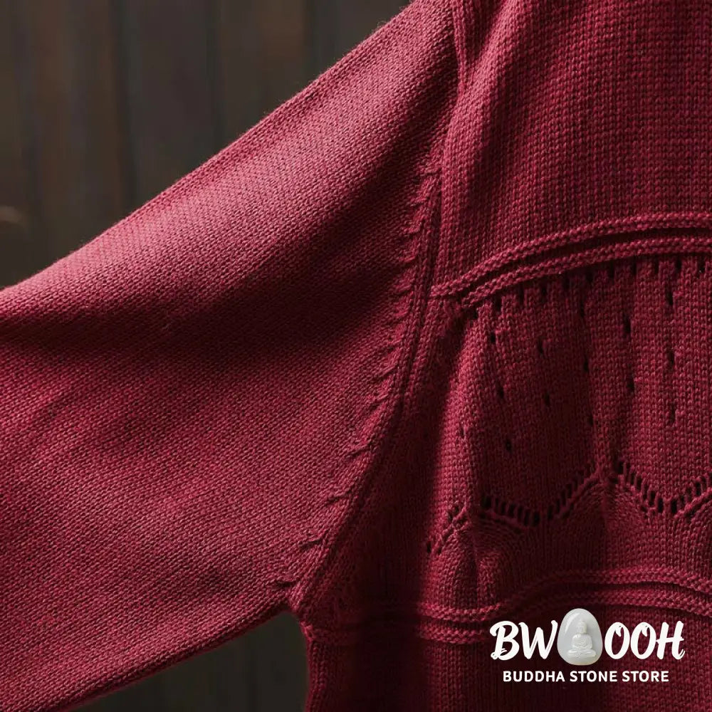 Buddha Stones Fall Lace Buttons Cotton Women’s Long Sleeve Knitted Cardigan Sweater With Pockets - Women’s Cardigan