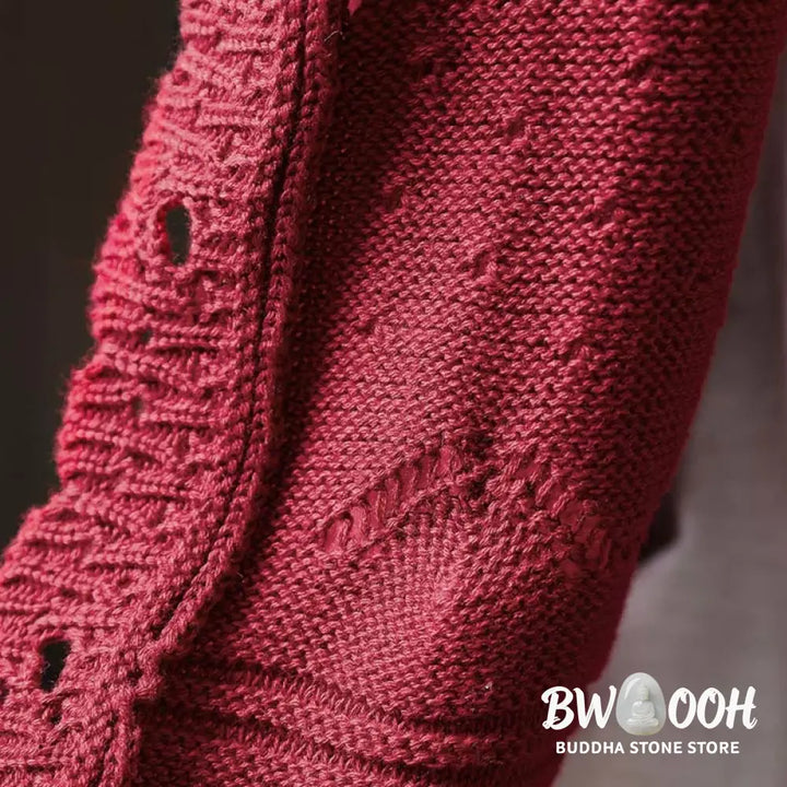 Buddha Stones Fall Lace Buttons Cotton Women’s Long Sleeve Knitted Cardigan Sweater With Pockets - Women’s Cardigan