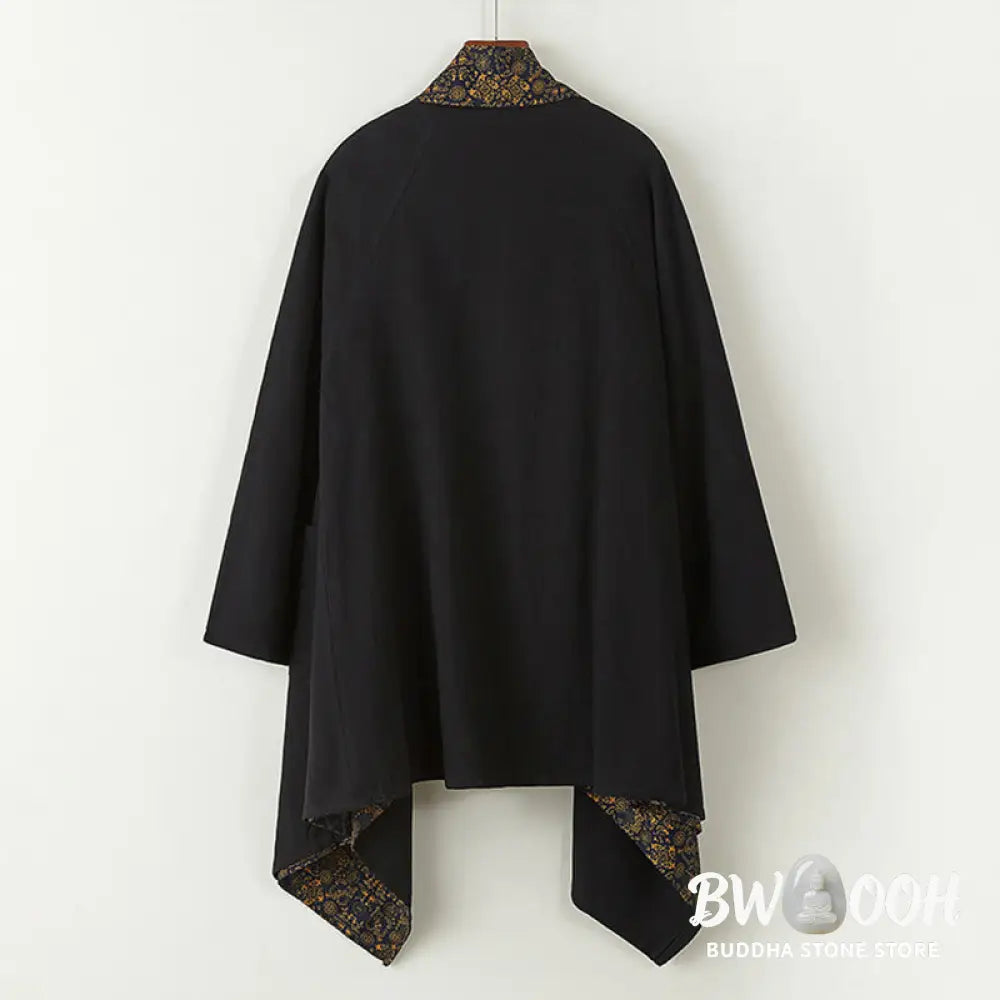 Buddha Stones Fall Men’s Cotton Mid-length Coat Double-sided Jacket - Men’s Coat