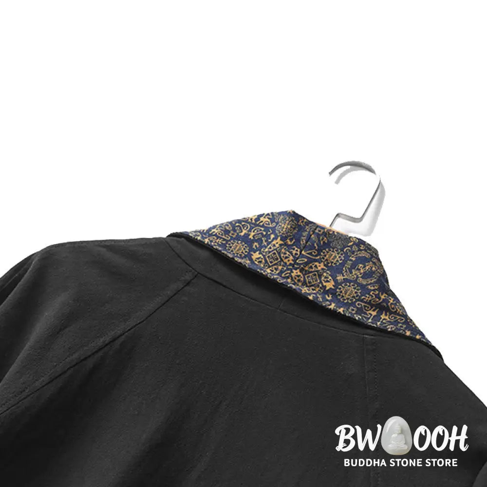 Buddha Stones Fall Men’s Cotton Mid-length Coat Double-sided Jacket - Men’s Coat