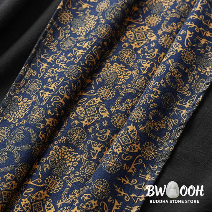 Buddha Stones Fall Men’s Cotton Mid-length Coat Double-sided Jacket - Men’s Coat