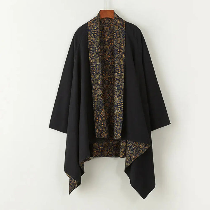 Buddha Stones Fall Men’s Cotton Mid-length Coat Double-sided Jacket - Black / US/UK/AU38，EU48 (XL) - Men’s Coat