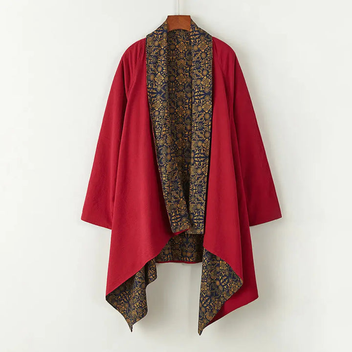Buddha Stones Fall Men’s Cotton Mid-length Coat Double-sided Jacket - Red / US/UK/AU38，EU48 (XL) - Men’s Coat