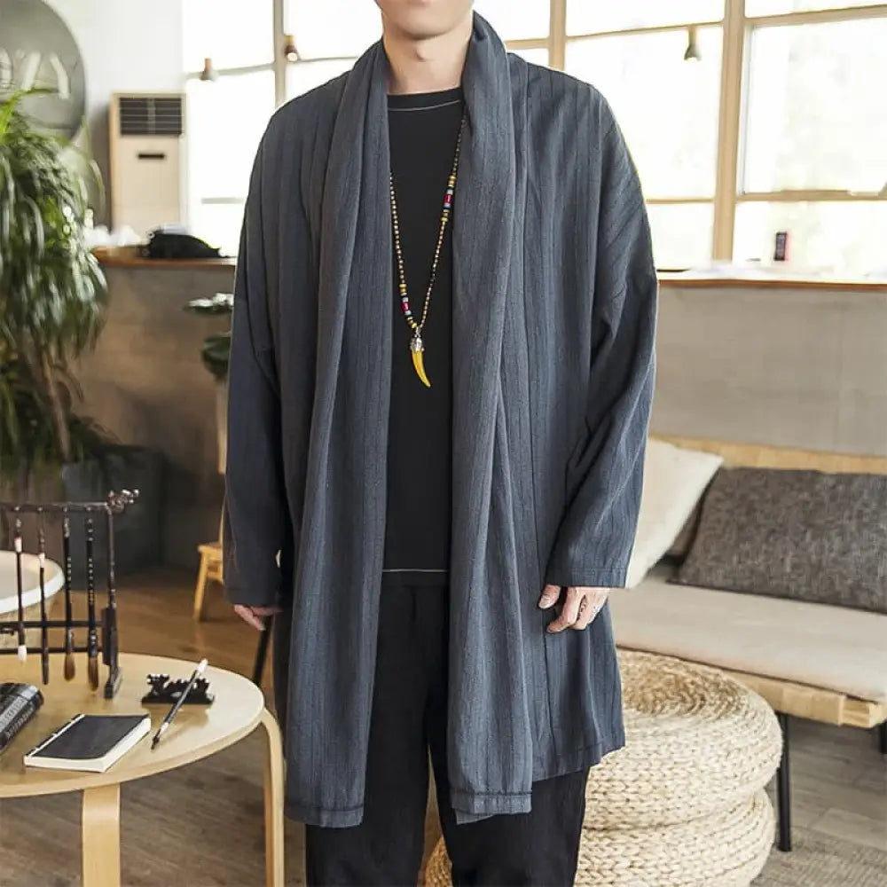 BWOOOH Fall Simple Casual Loose Plain Linen Blend Men&