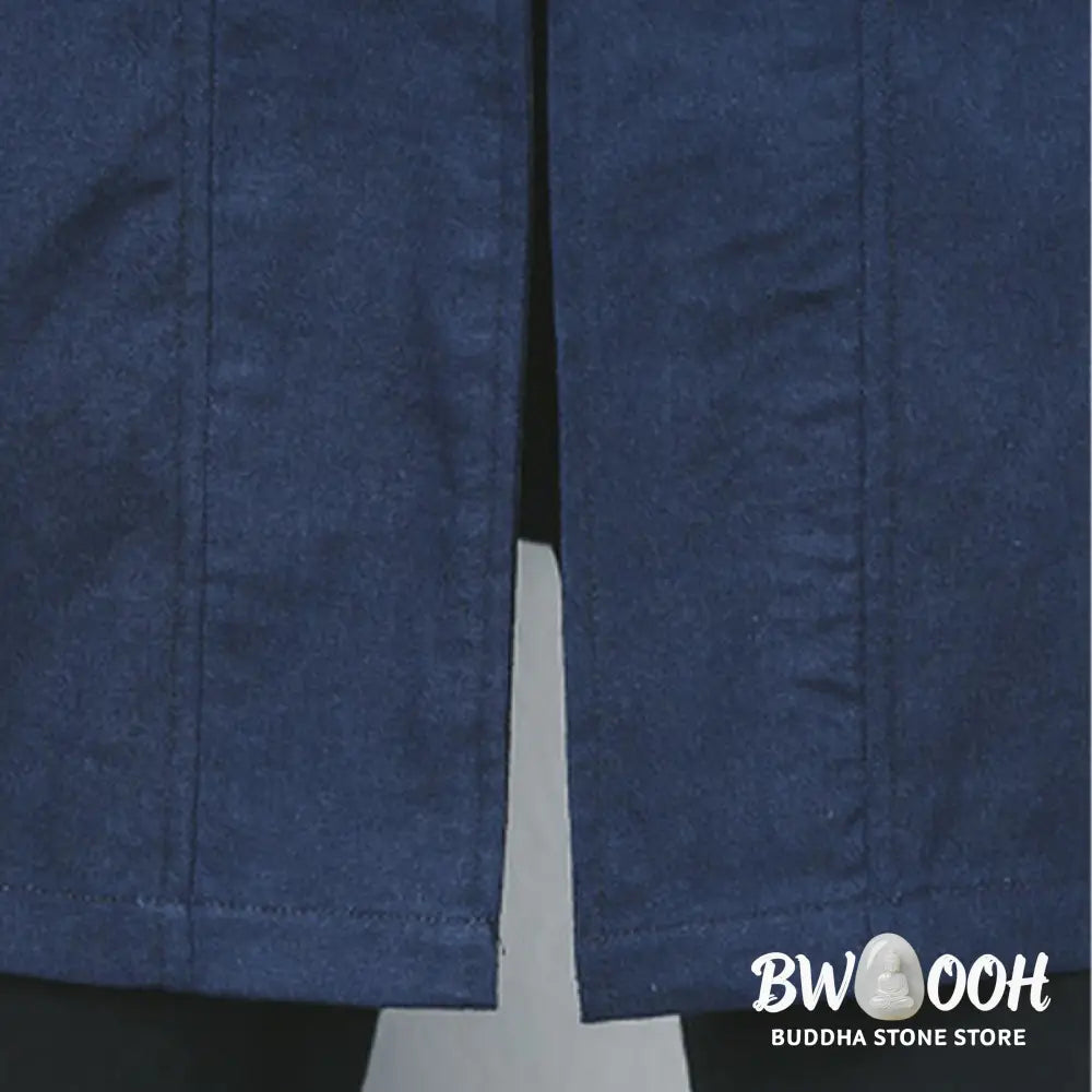 Buddha Stones Fall Simple Frog-Button Linen Men’s Mid-length Coat Zen Clothing - Men’s Coat