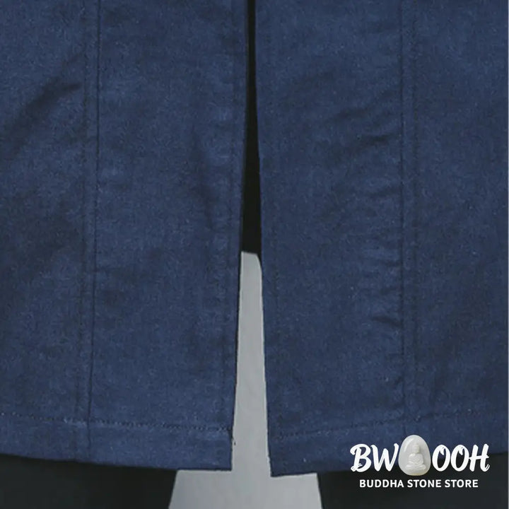 Buddha Stones Fall Simple Frog-Button Linen Men’s Mid-length Coat Zen Clothing - Men’s Coat