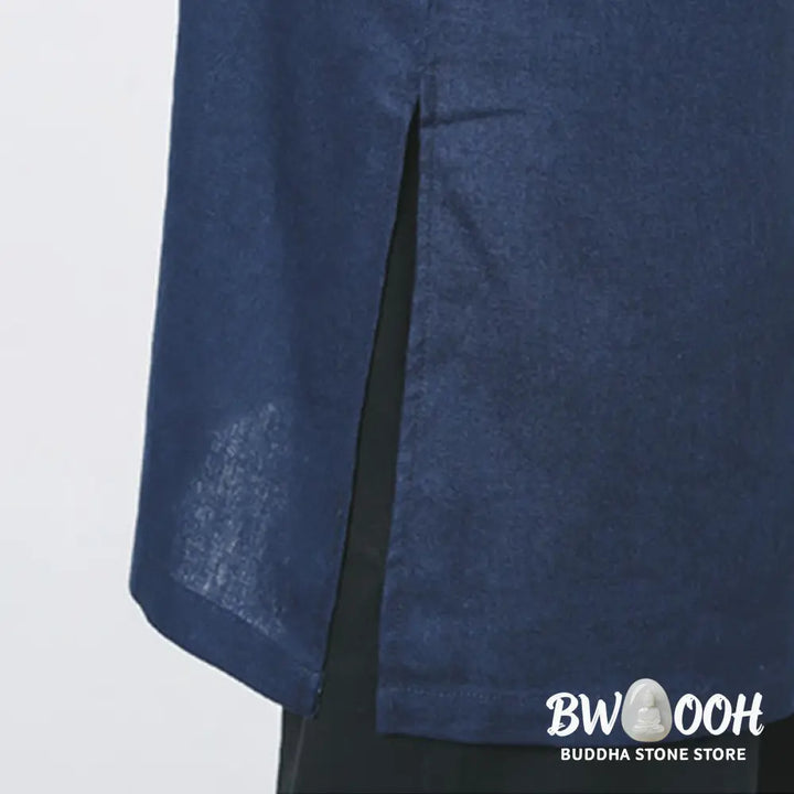 Buddha Stones Fall Simple Frog-Button Linen Men’s Mid-length Coat Zen Clothing - Men’s Coat