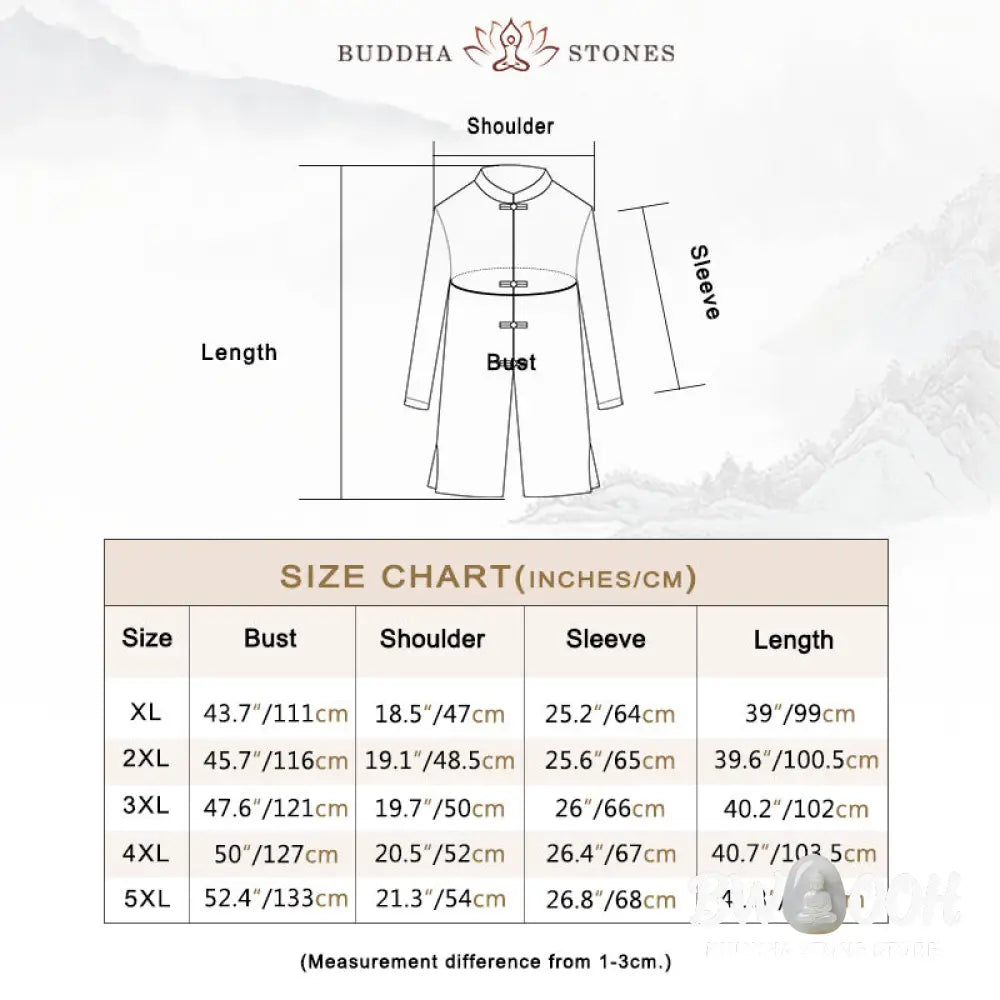Buddha Stones Fall Simple Frog-Button Linen Men’s Mid-length Coat Zen Clothing - Men’s Coat