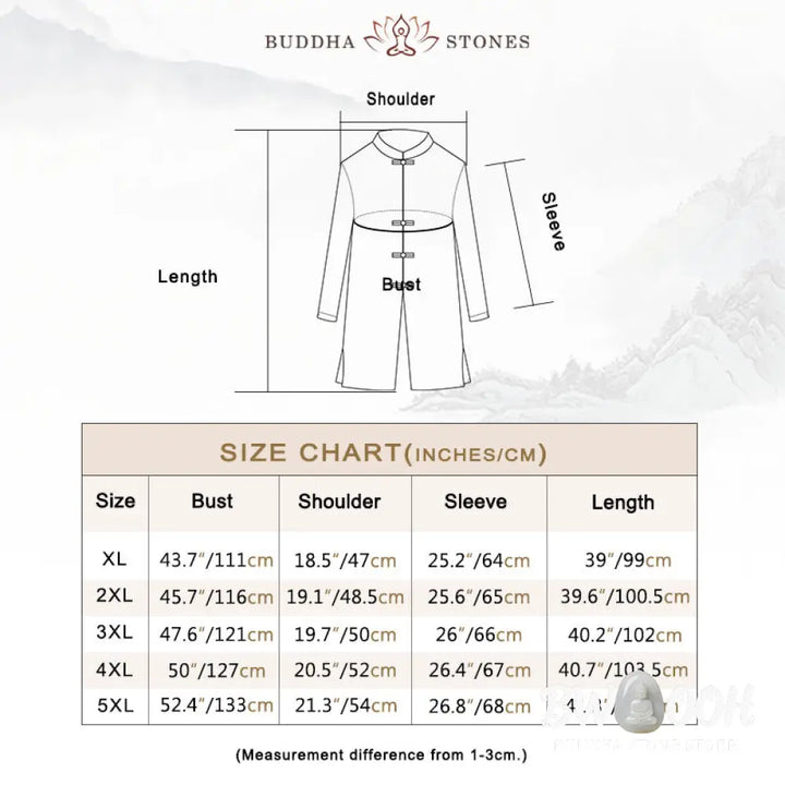 Buddha Stones Fall Simple Frog-Button Linen Men’s Mid-length Coat Zen Clothing - Men’s Coat