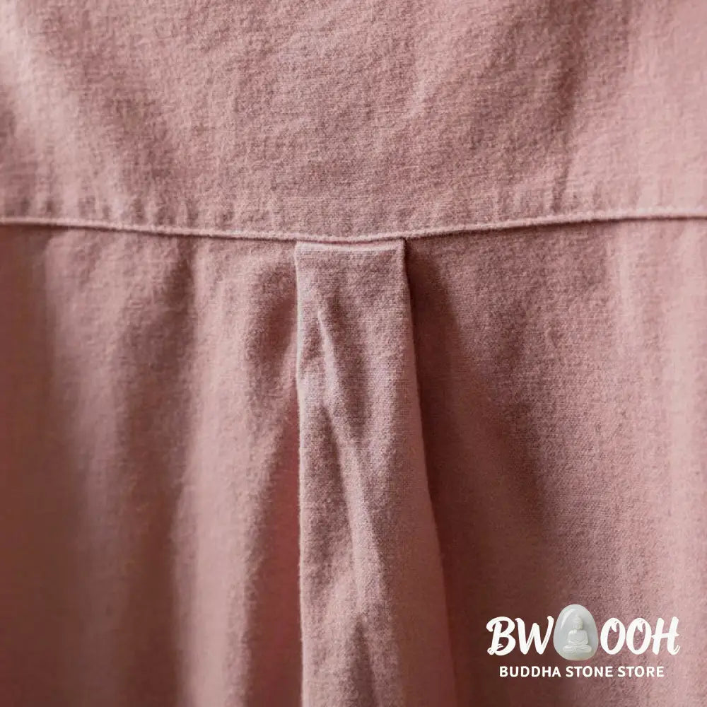 Buddha Stones Fall Solid Color Button Down Stand Collar Long Sleeve Women’s Cotton Shirt - Women’s Shirts