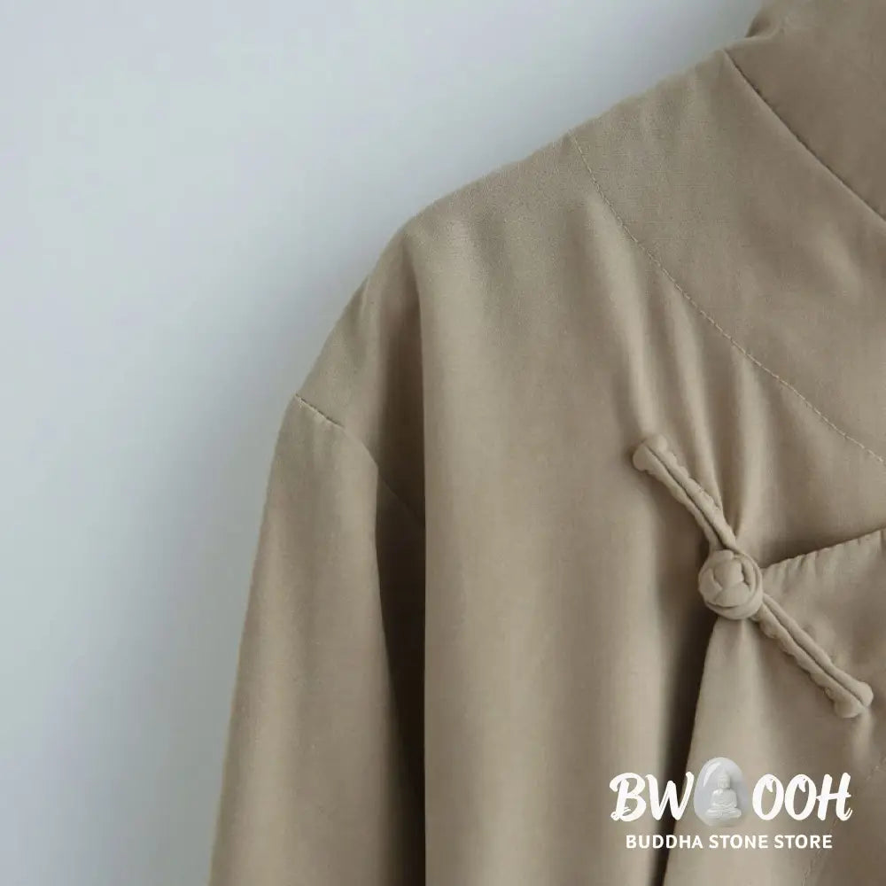 Buddha Stones Fall Solid Color Chinese Frog-Button Cotton Men’s Tang Suit Robe - Men’s Tang Suit Robe