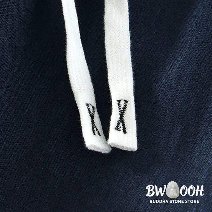 Buddha Stones Fall Solid Drawstring Elastic Waist Men’s Linen Ankle-Length Pants With Pockets - Men’s Pants