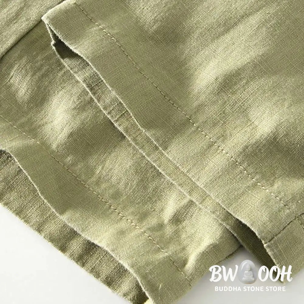 Buddha Stones Fall Solid Drawstring Elastic Waist Men’s Linen Ankle-Length Pants With Pockets - Men’s Pants