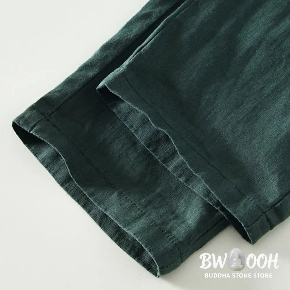 Buddha Stones Fall Solid Drawstring Elastic Waist Men’s Linen Ankle-Length Pants With Pockets - Men’s Pants
