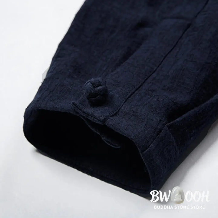 Buddha Stones Fall Solid Long Sleeve Button Shirt Cotton Linen Men Clothing - Men’s Shirts