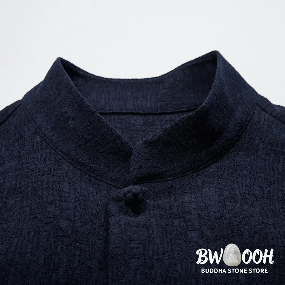 Buddha Stones Fall Solid Long Sleeve Button Shirt Cotton Linen Men Clothing - Men’s Shirts