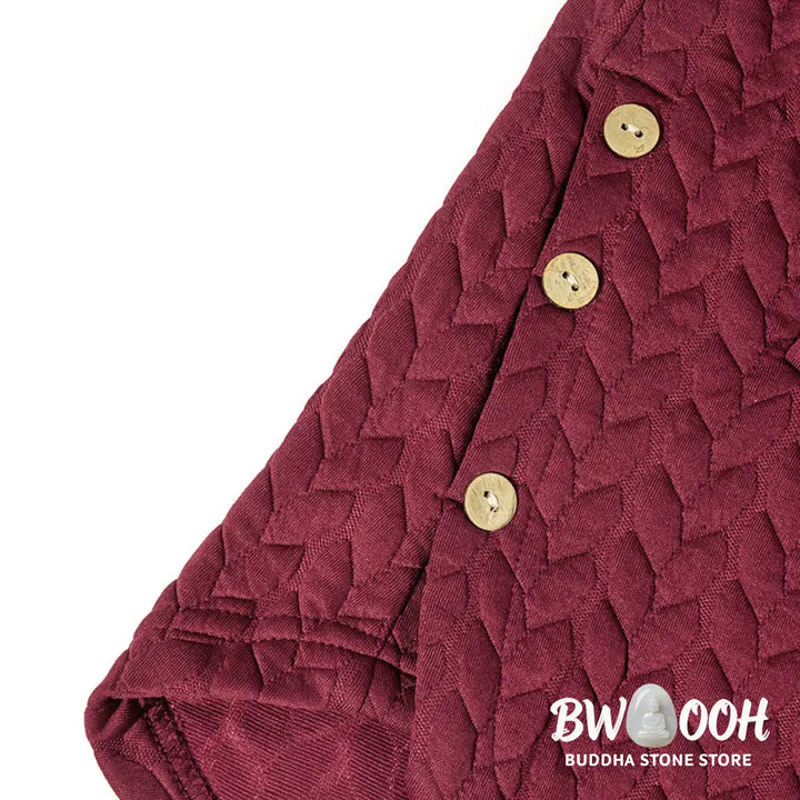 Buddha Stones Fall Wheat Ear Pattern Mid-length Design Women’s Long Sleeve Hooded Coat With Pockets - Women’s Coat