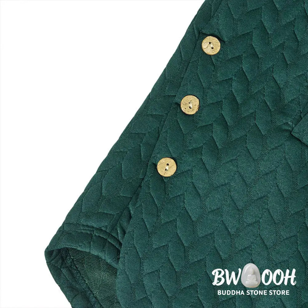Buddha Stones Fall Wheat Ear Pattern Mid-length Design Women’s Long Sleeve Hooded Coat With Pockets - Women’s Coat