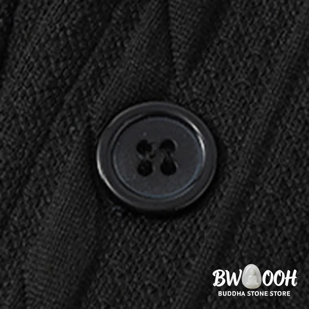 Buddha Stones Fall Winter Buttons Twisted Design Long Sleeve Men’s Hoodie - Men’s Hoodie
