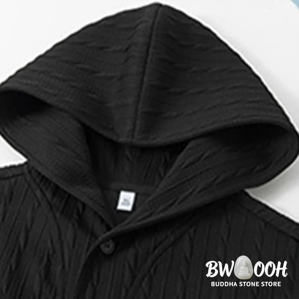 Buddha Stones Fall Winter Buttons Twisted Design Long Sleeve Men’s Hoodie - Men’s Hoodie