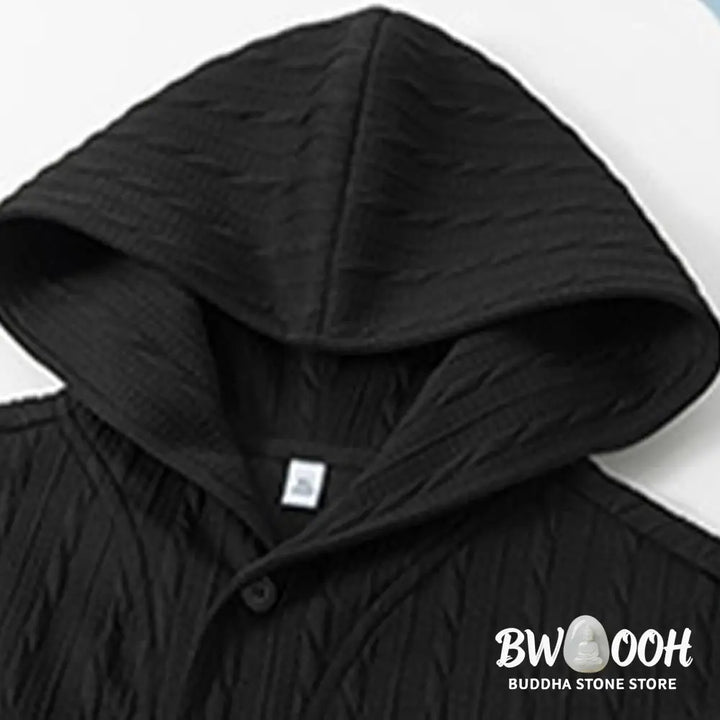 Buddha Stones Fall Winter Buttons Twisted Design Long Sleeve Men’s Hoodie - Men’s Hoodie