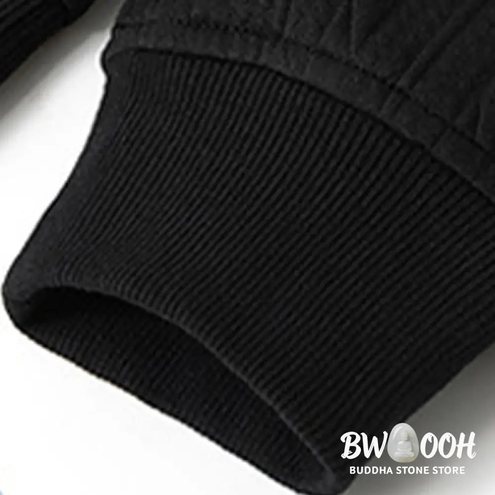 Buddha Stones Fall Winter Buttons Twisted Design Long Sleeve Men’s Hoodie - Men’s Hoodie