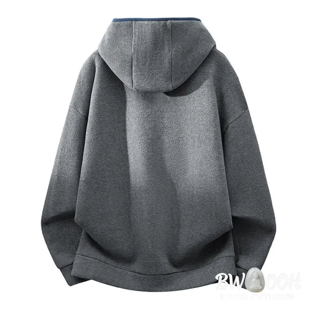 Buddha Stones Fall Winter Zipper Design Fleece Lined Long Sleeve Cotton Men’s Hoodie - Men’s Hoodie