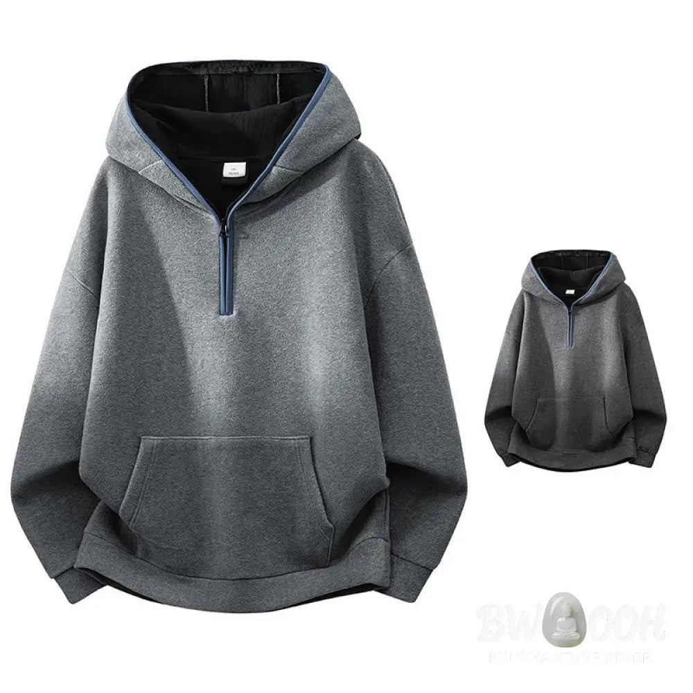 Buddha Stones Fall Winter Zipper Design Fleece Lined Long Sleeve Cotton Men’s Hoodie - Men’s Hoodie
