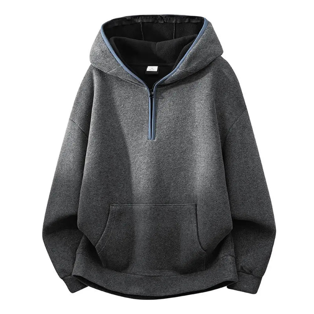 Buddha Stones Fall Winter Zipper Design Fleece Lined Long Sleeve Cotton Men’s Hoodie - DarkGray / US/UK/AU36，EU46 (L)