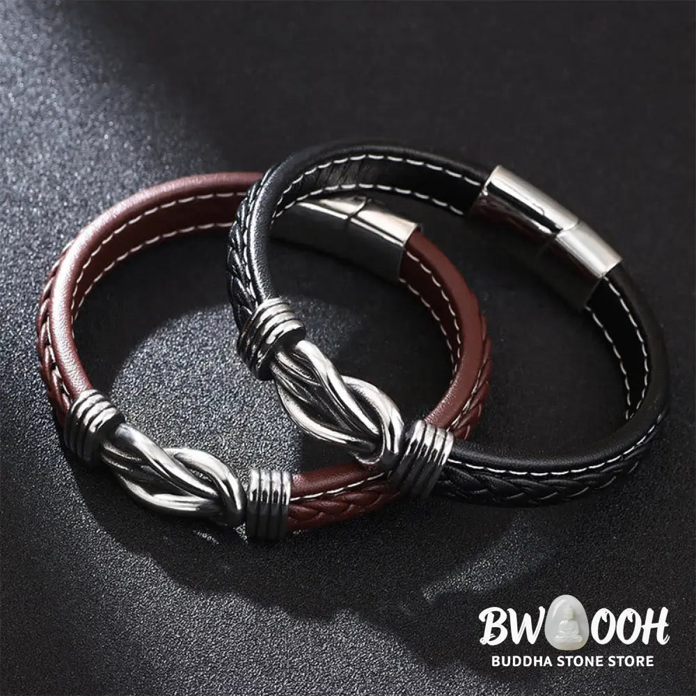 Buddha Stones Fashion Titanium Steel Leather Strengthen Bracelet - BWOOOH - Bracelet