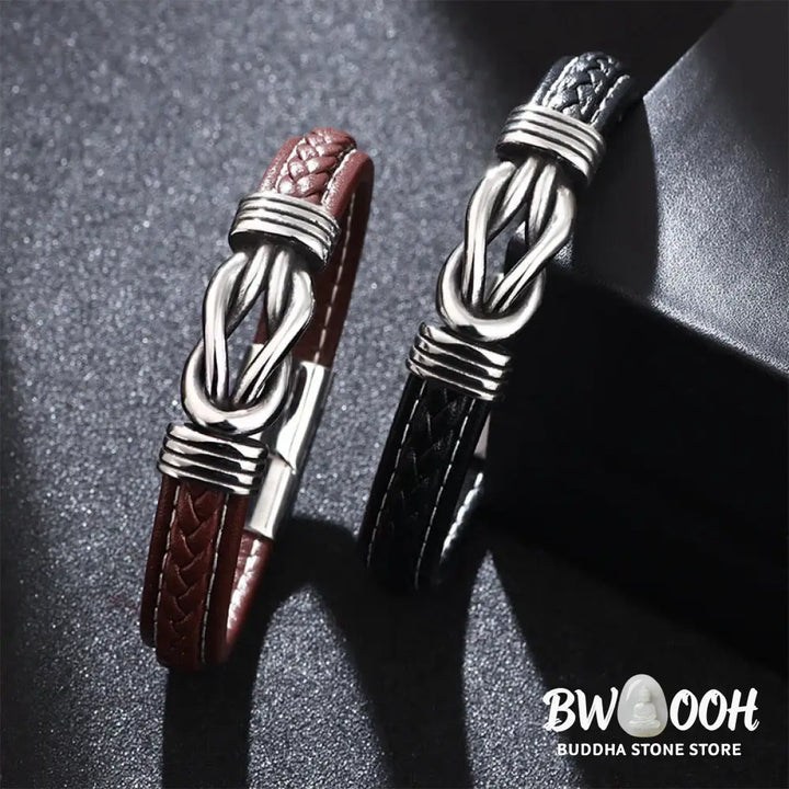 Buddha Stones Fashion Titanium Steel Leather Strengthen Bracelet - BWOOOH - Bracelet