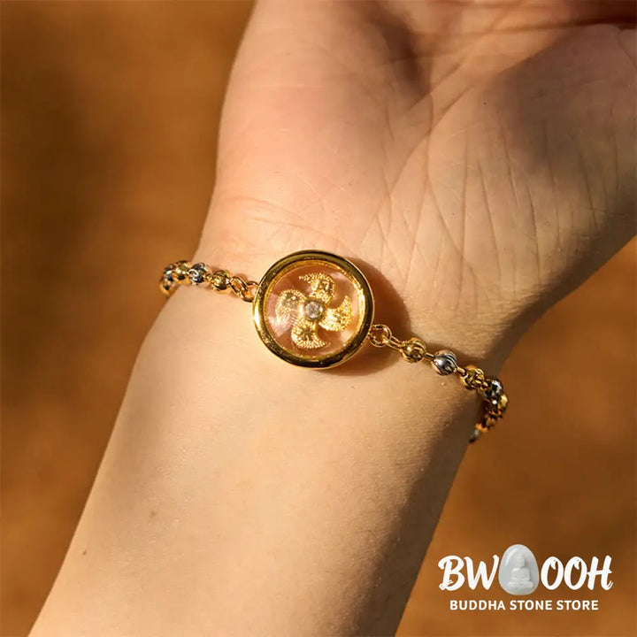 Buddha Stones Feng Sheng Shui Qi Copper Brass Rotatable Windmill Bead Protection Braided Bracelet - BWOOOH - Copper